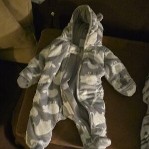 Carter's Blue and White Animal Print Footie